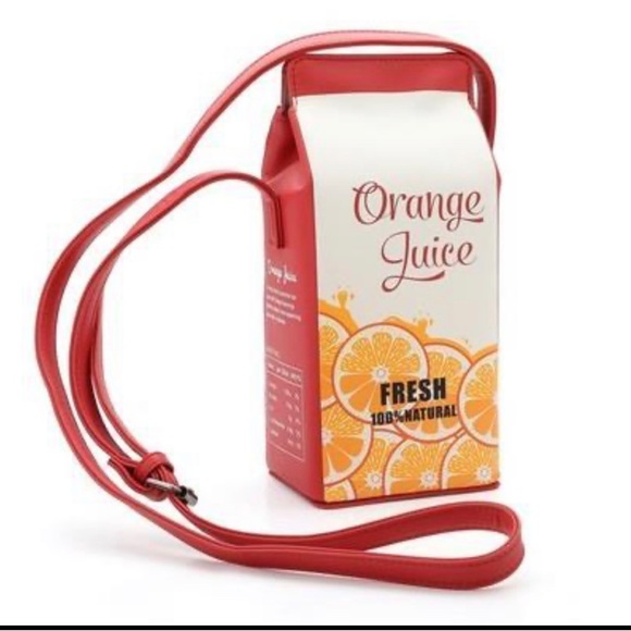 Orange Juice Box Crossbody Bag | Trendy Carton Style Purse | Fashion First Case - Picture 7 of 10